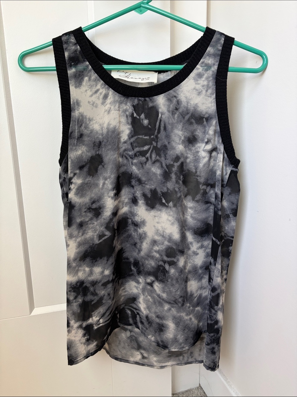 Vintage Havana Sheer Black & Gray Tie-Dye Tank